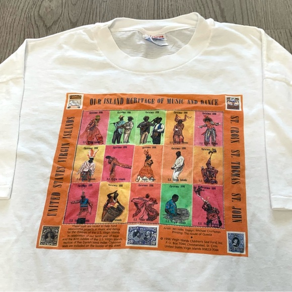 Vintage 90s US Virgin Islands Dance‎ Music History White Tee XL - Picture 1 of 7